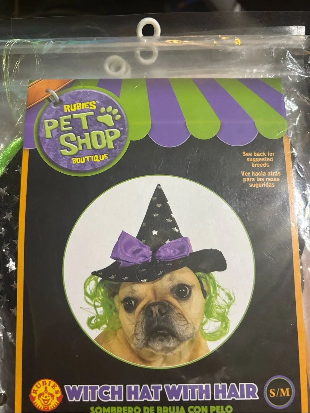 Rubie's Pet Shop Witch Hat with Hair - Black & Purple